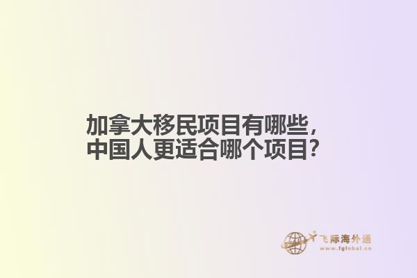 加拿大移民項目有哪些，中國人更適合哪個項目？